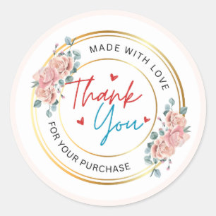 ivory and beign rustic and gold floral buiness  classic round sticker