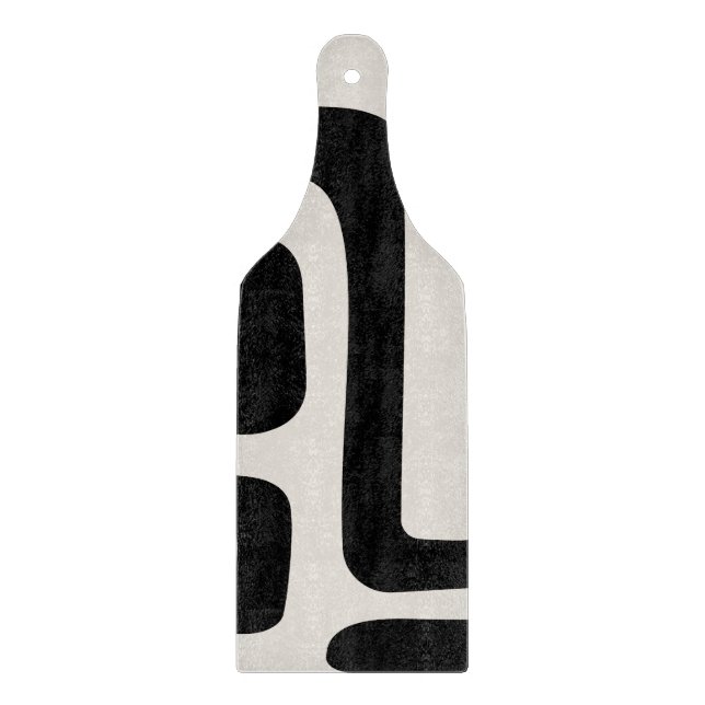 Ivory and Black Abstract Glass Cutting Board (Front)