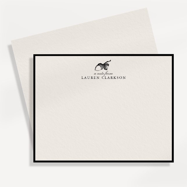Ivory and Black Acorn Note Card (Creator Uploaded)