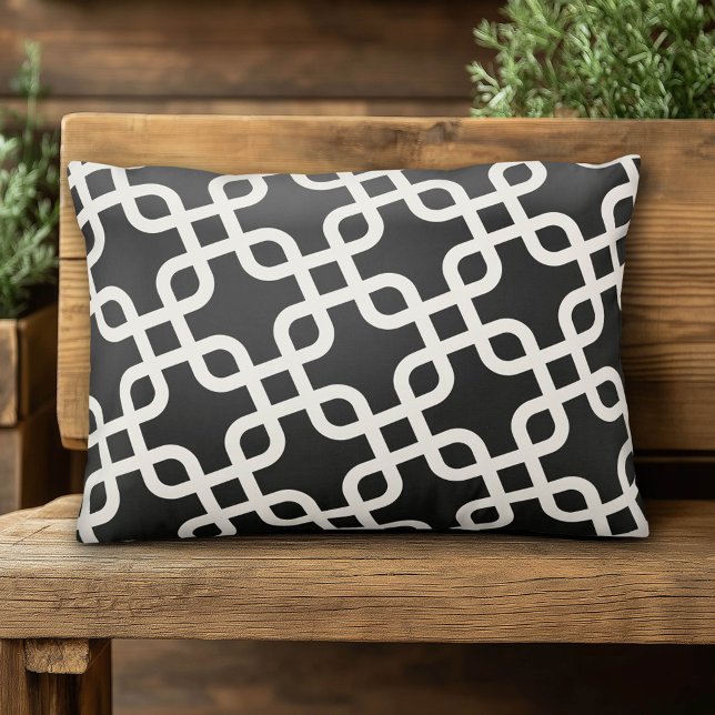 Ivory and Black Pattern Decorative Cushion (Custom Pillow)