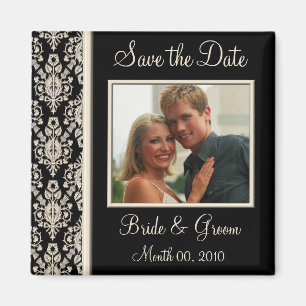 Ivory and Black Save the Date Photo Magnets
