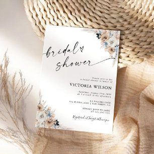 Ivory And Blue Boho Bridal Shower Invitation