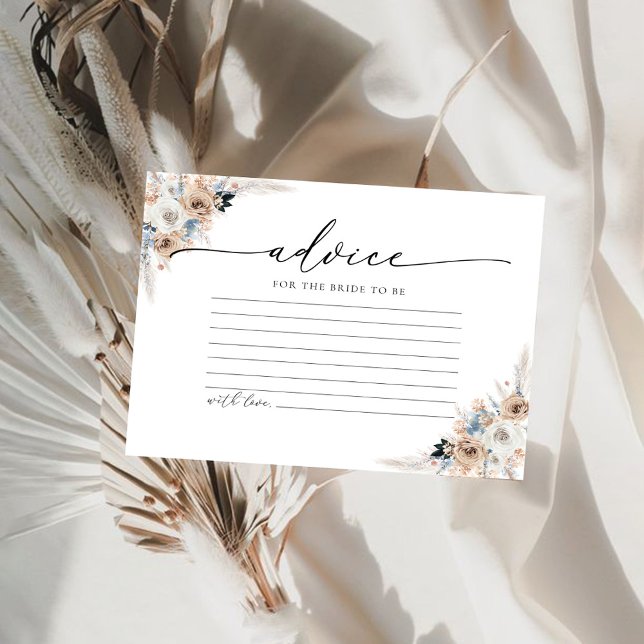Ivory And Blue Boho Floral Advice Card (Creator Uploaded)