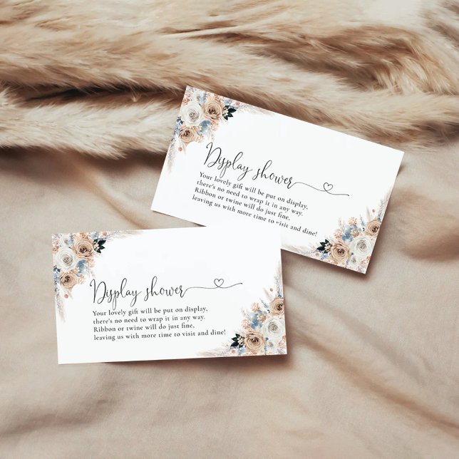 Ivory And Blue Boho Floral Display Shower Card (Creator Uploaded)