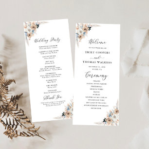 Ivory And Blue Boho Floral Wedding Program