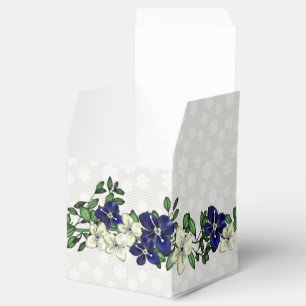 Ivory and Blue Floral Wedding Favour Gift Box