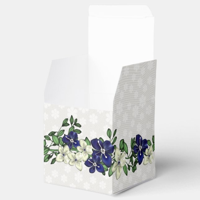 Ivory and Blue Floral Wedding Favour Gift Box (Opened)