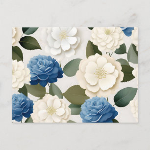 Ivory and Blue Hydrangea Postcard
