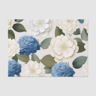 Ivory and Blue Hydrangea Tissue Paper