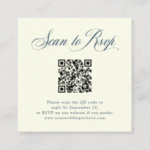 Ivory and Blue Italian Elegance RSVP with QR Code Enclosure Card