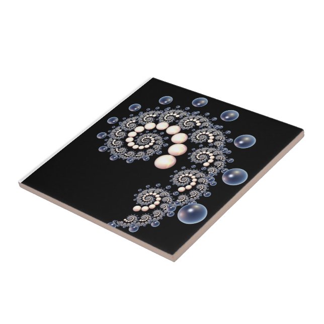 Ivory and Blue Pearl Spiral Ceramic Tiles (Side)