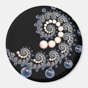 Ivory and Blue Pearl Spiral Magnet