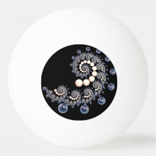 Ivory and Blue Pearl Spiral Ping Pong Balls