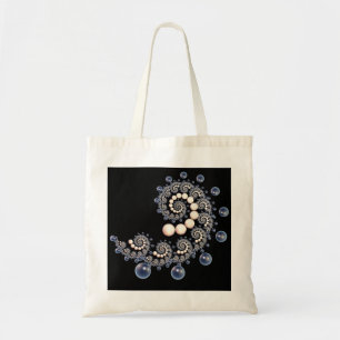 Ivory and Blue Pearl Spiral Tote Bag