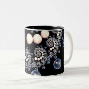Ivory and Blue Pearl Spiral Two Tone Mug
