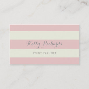 Ivory and Blush Pink Stripes Pattern Business Card