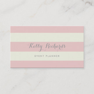 Ivory and Blush Pink Stripes Pattern Business Card