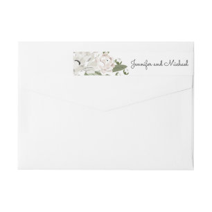 Ivory and Blush Wedding Sprigs return address Wrap Around Label