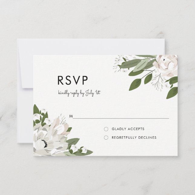 Ivory and blush Wedding Sprigs - RSVP Card (Front)