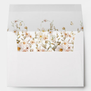 Ivory and Blush Wildflower Wedding Envelope