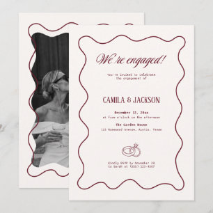 Ivory and Burgundy Engagement Party Invitation
