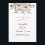 Ivory and Burgundy Watercolors Floral Save the Dat Save The Date<br><div class="desc">Burgundy (Marsala) and ivory (cream) watercolors,  elegant floral save the date invitations</div>