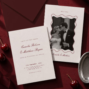 Ivory and Burgundy Wedding Invitation