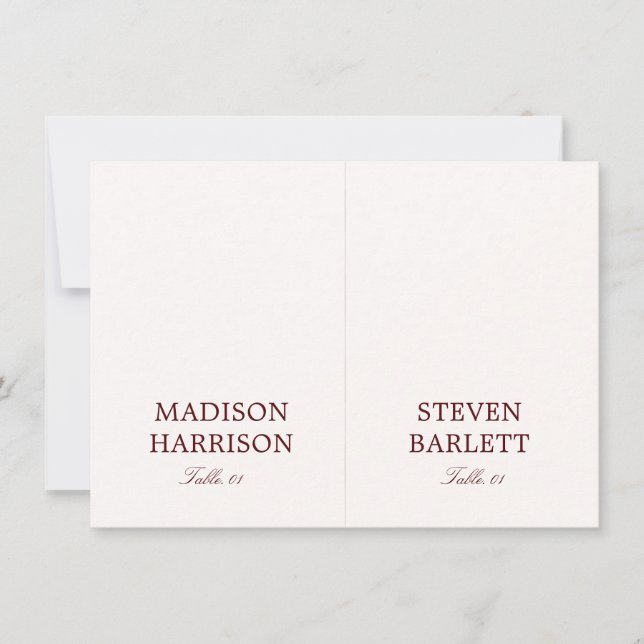 Ivory and Burgundy Wedding Place Card DIY (Front)