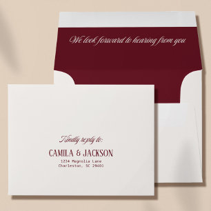 Ivory and Burgundy Wedding RSVP Envelope