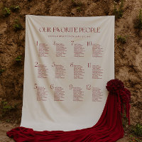 Ivory and Burgundy Wedding Seating Chart Fabric 
