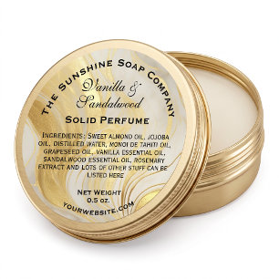 Ivory and Faux Gold Marble Solid Perfume Label