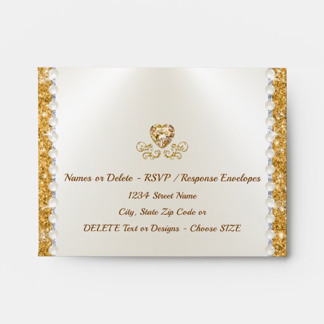 Ivory and Gold A2 Envelopes. Customisable RSVP Envelope (Front)