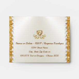 Ivory and Gold A2 Envelopes. Customizable RSVP Envelope