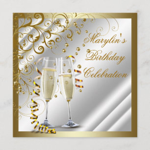 Ivory and Gold Birthday Invitation