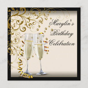 Ivory and Gold Birthday Party Invitation