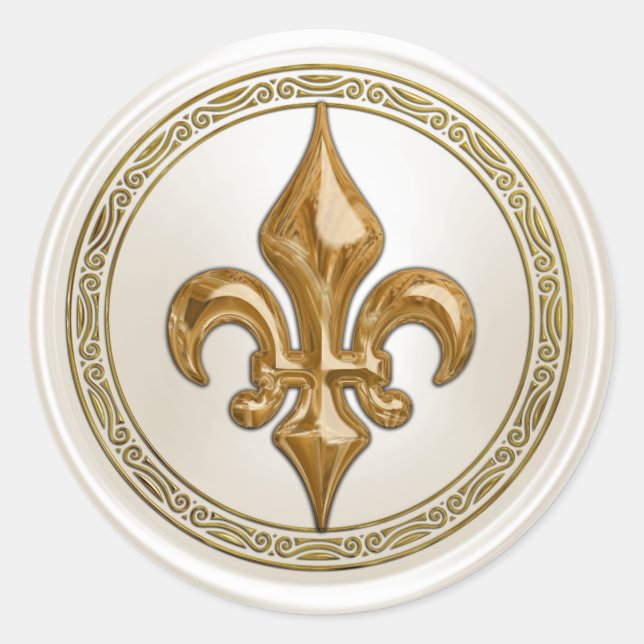Ivory and Gold  Fleur de Lis Envelope Seal (Front)