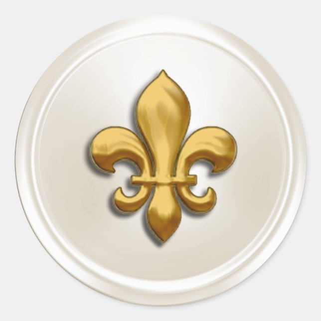 Ivory and Gold  Fleur de Lis Envelope Seal (Front)
