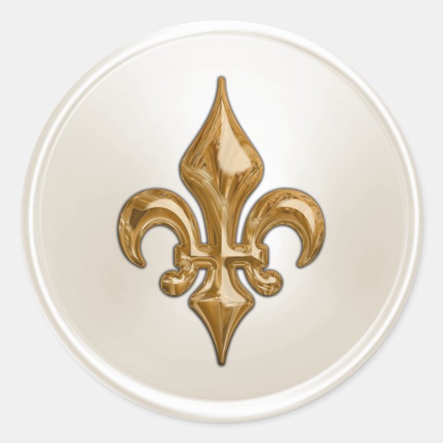 Ivory and Gold  Fleur de Lis Envelope Seal (Front)