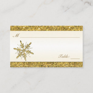 Ivory and Gold Glittery Snowflake Placecards