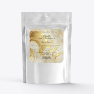 Ivory and Gold Marble Bath Salts Pouch Label