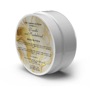 Ivory and Gold Marble Cosmetics Jar Label