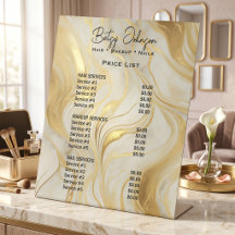 Ivory and Gold Marbled Beauty Salon Price List