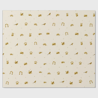 Ivory and Gold Pet Wrapping Paper, Dog Cat Bunny H Paper