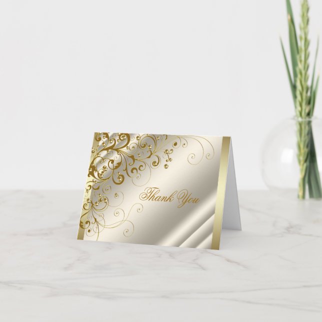 Ivory and Gold Thank You Cards (Front)