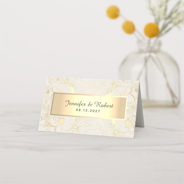 Ivory and Gold Wedding Place Card (Back)