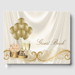 Ivory and Gold Womans Birthday Party Guest Books