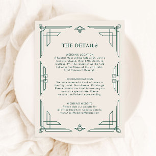 Ivory and Green Classic Holiday Wedding Details Enclosure Card