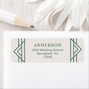 Ivory and Green Elegant Classic Holiday Wedding Return Address Label