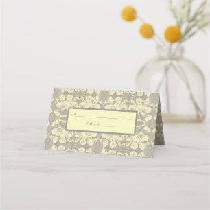 Ivory and Grey Floral Place Card