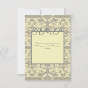 Ivory and Grey Floral Wedding Response Card